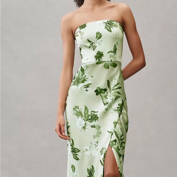 Anthropologie BHLDN Avianna Stretch Satin Strapless Side-Slit Maxi Dress size 8 - Picture 4 of 12